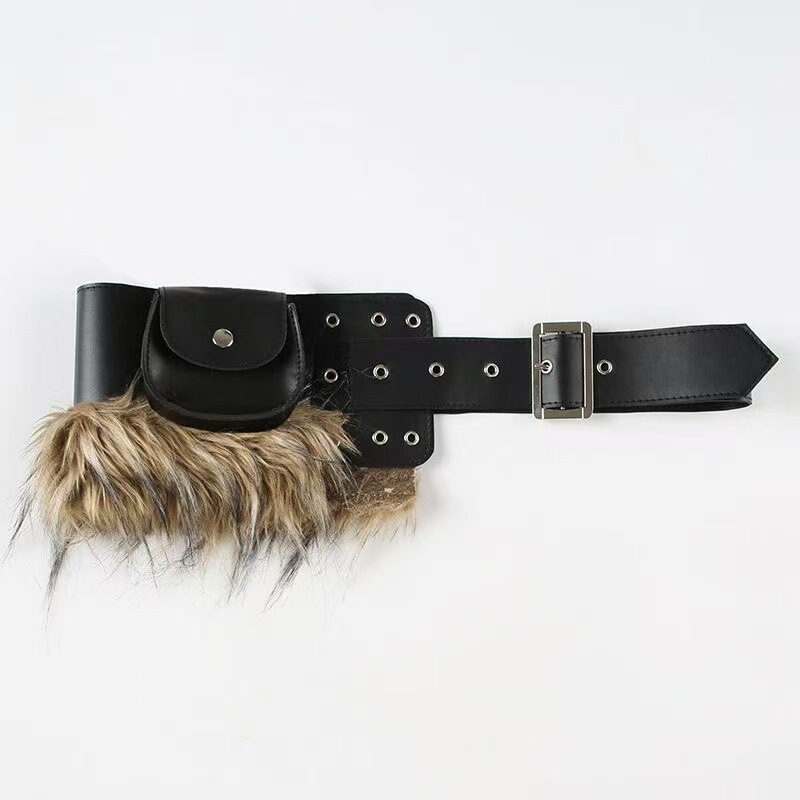 Trendy Retro Punk Fashion Street Style Niche Waist Belt with Unique Patchwork Design
