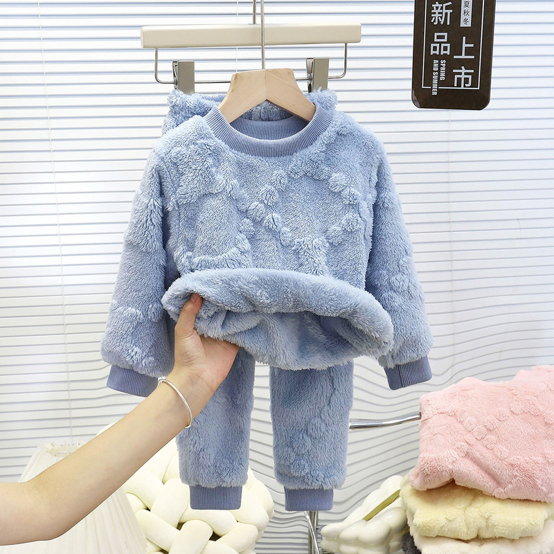 儿童睡衣套装保暖秋冬新款男童加厚家居服宝宝加绒女童衣服童装|undefined