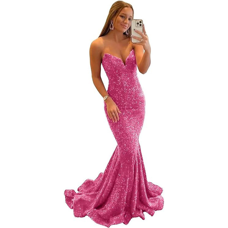 Cross-border Sequin Long Evening Gown Formal Sexy Prom Party Gown Fishtail Shiny V-Neck Hip dress Cross-border Sequin Long Evening Gown Formal Sexy Prom Party Gown Fishtail Shiny V-Neck Hip dress