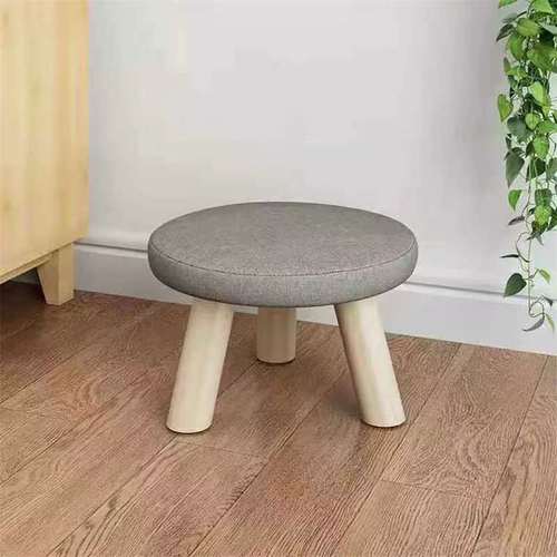 Round Fabric Shoe Bench, Household Small Mushroom Bench, Stylish Sofa Small Round Bench, Washable Printed Wooden Pedal Bench