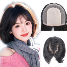高颅顶假发女片头顶增发量蓬松自然真发全真人八字刘海假发补发片