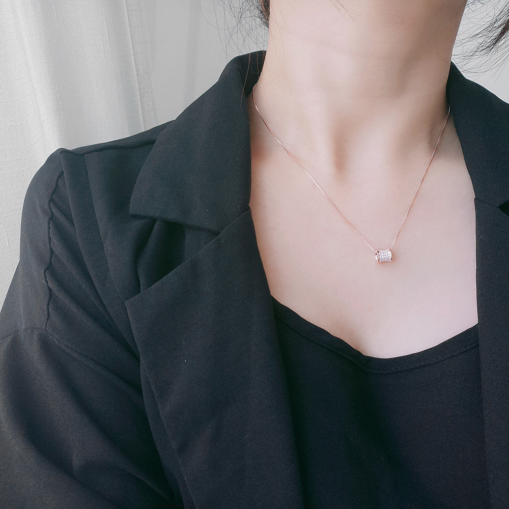 Linglang S925 Sterling Silver Necklace Chain for Women Minimalist Diamond Chain Dainty Silver Pendant Necklace