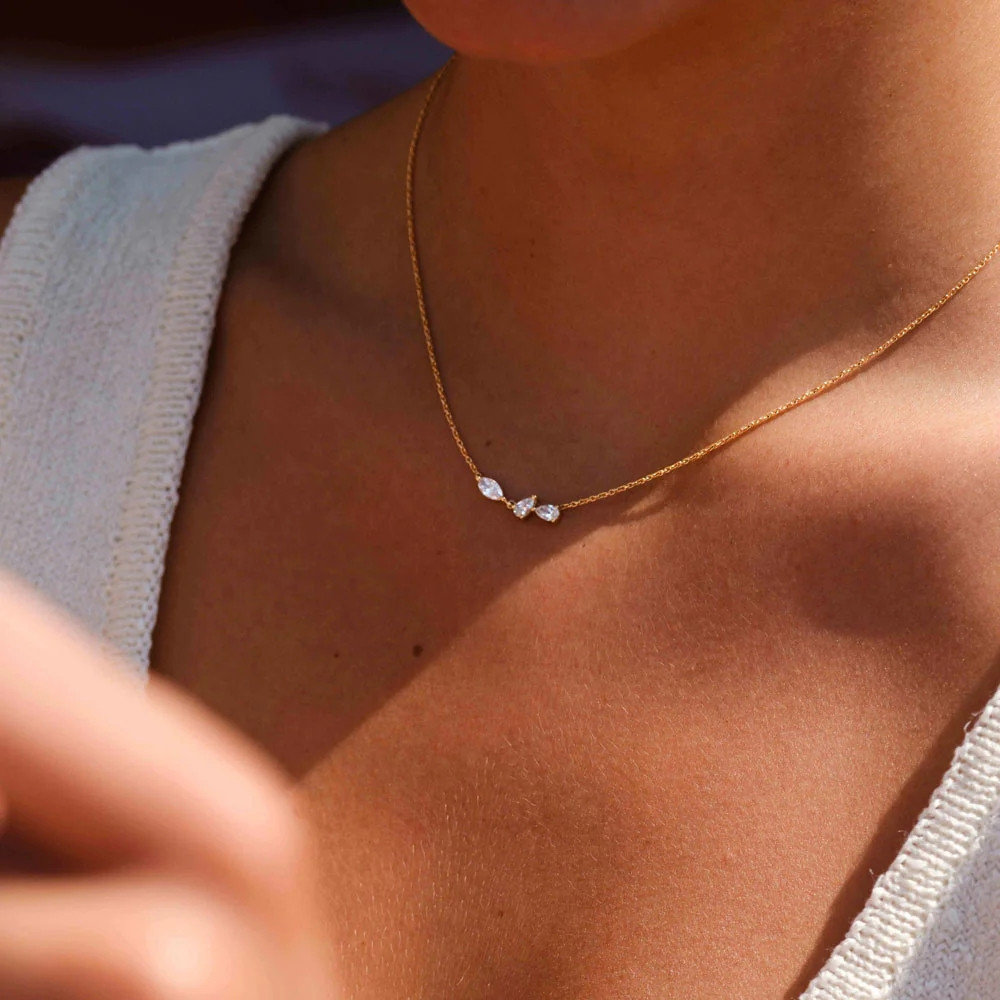 Zircon Inlay Material 925 Sterling Silver Zircon Cable Chain Plating Inlay Geometric Necklace