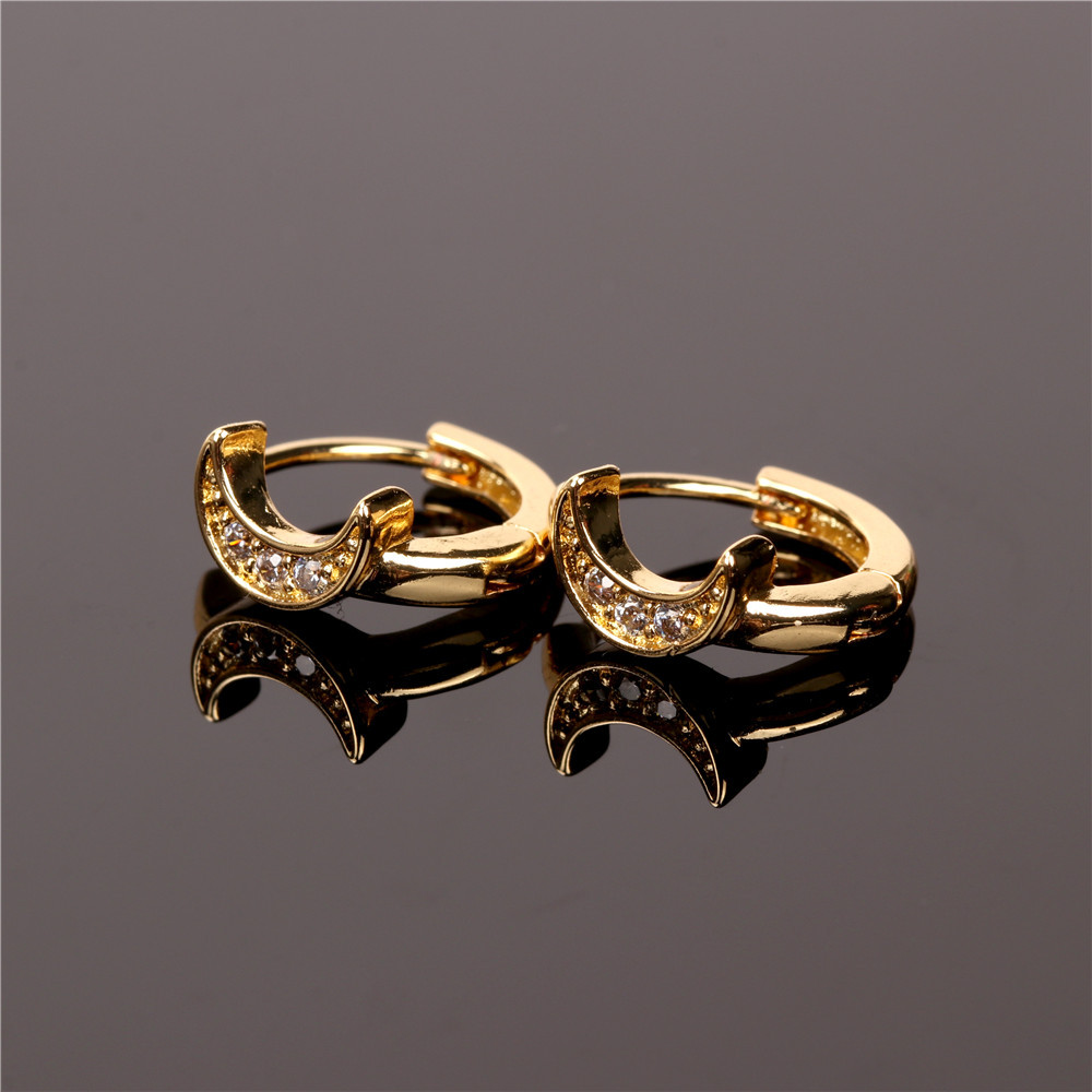 Wholesale Jewelry Fashion Moon Copper Inlaid Zircon Earrings Nihaojewelry display picture 7