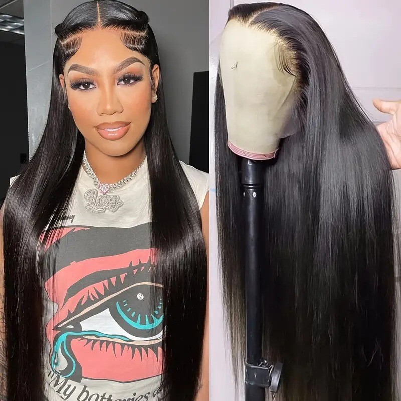 Cross-Border Export European and American Fashionable Chemical Fiber Wig African Hot-Selling Front Lace 13*4 Medium-Length Straight Hair Wig
