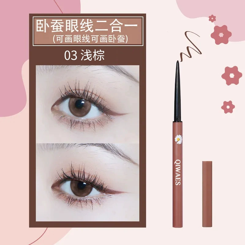 Водостойщий коричневый карандаш для глаз, eyelash? нет; eye makeup = макияж глаз, без размазывания