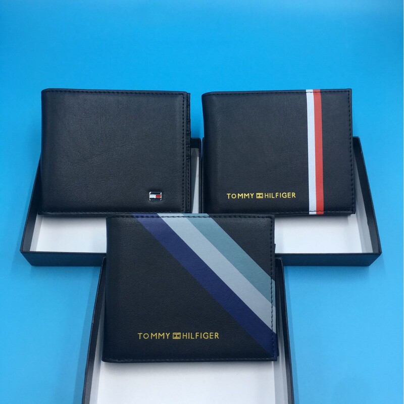 Tommy Men's Business Short Solid Color Simple Wallet Horizontal Card Holder Multi-Layer Wallet