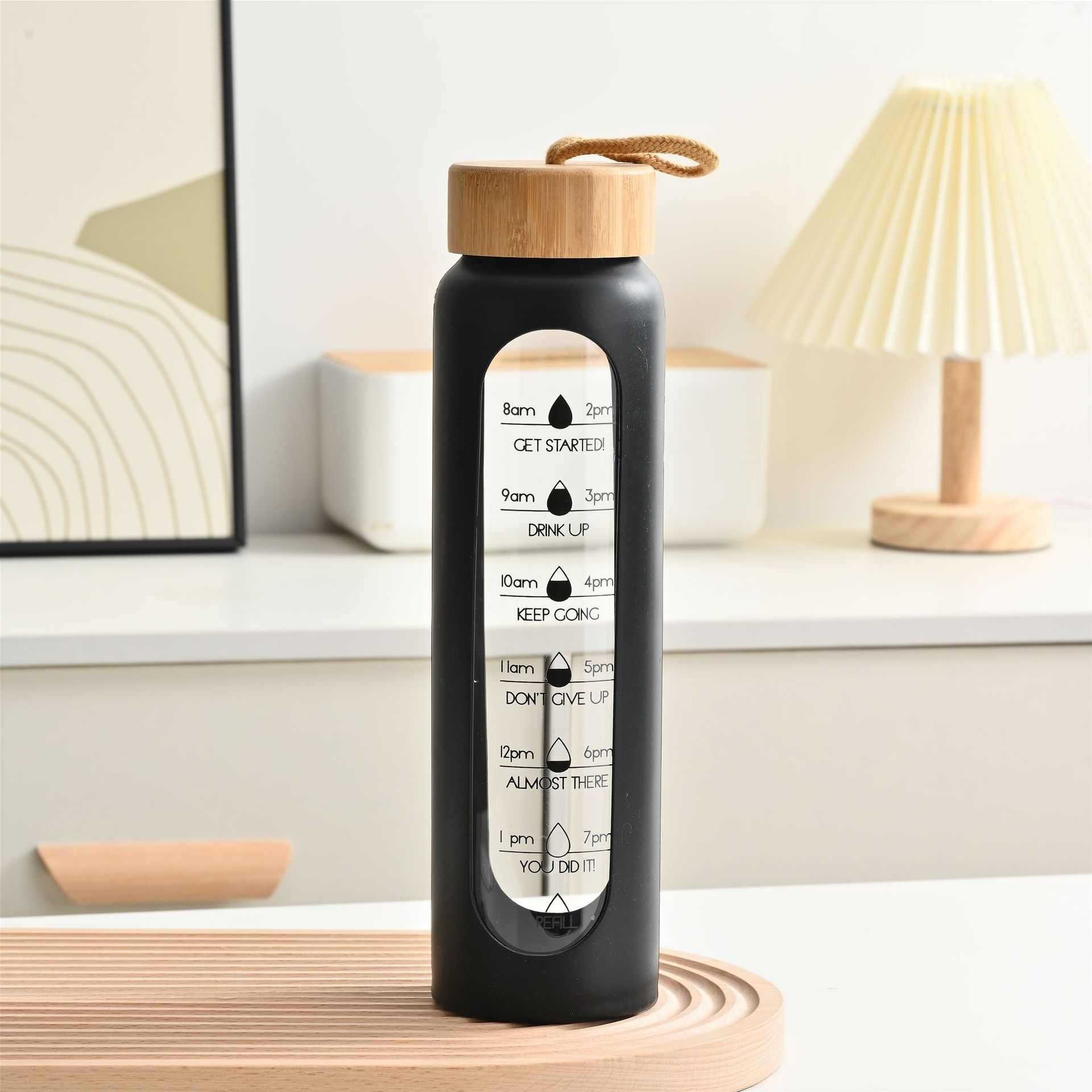 Botella de agua de vidrio portátil de gran capacidad, copa de agua de vidrio de borosilicato resistente a altas temperaturas de una sola capa, una pequeña cantidad de personalización