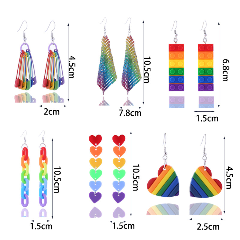 15g Weight Earrings Classification 1 Pair Quantity Daily Occasion Acrylic Material 1 Pair Simple Style Heart Shape Patchwork Arylic Earrings