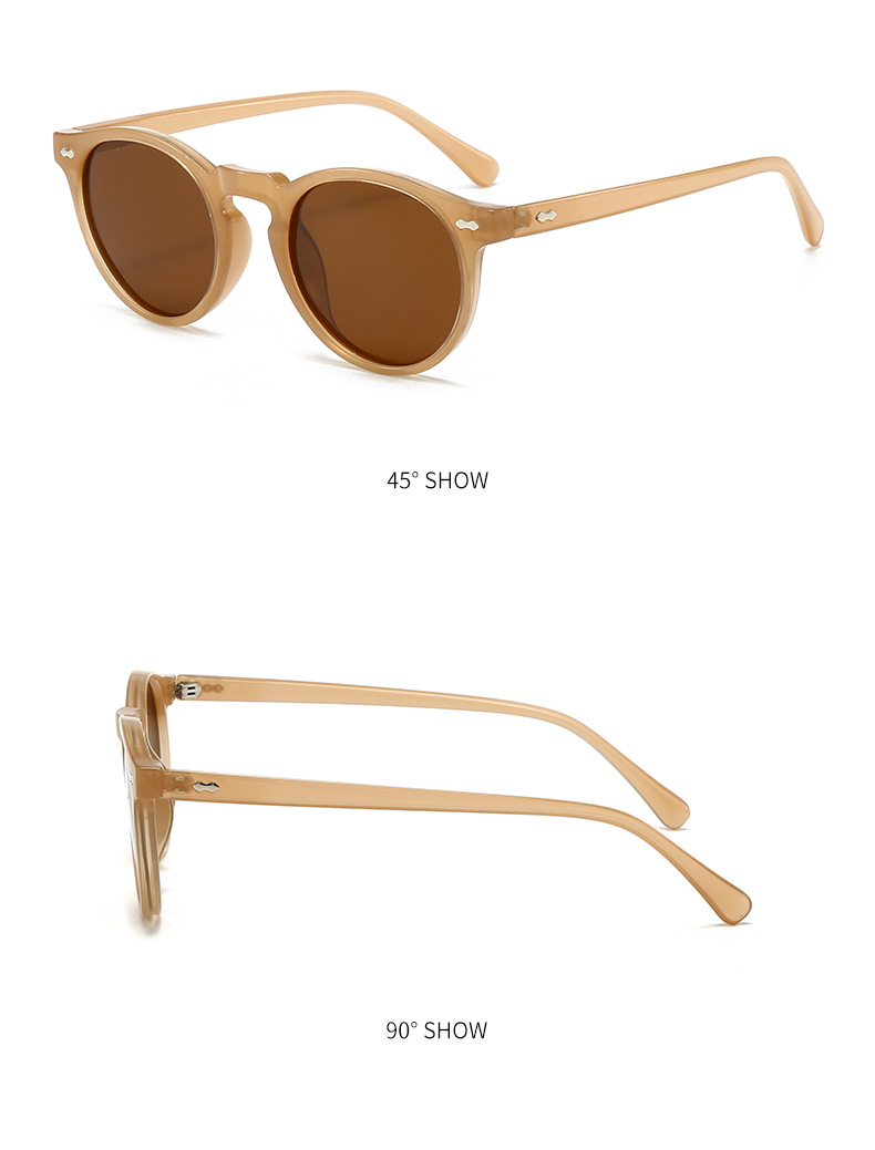 55g Weight Full Frame Glasses Structure Sunglasses Classification PC, UV400 Protection Lens Material Round Frame Glasses Style Outdoor, Travel Occasion Geometric Pattern All Seasons Season Women's Gender Elegant, Modern Style Style Elegant Modern Style Geometric PC UV400 Protection Round Frame Full Frame Women's Sunglasses