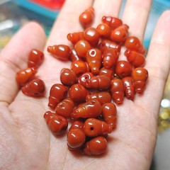 柿子色玛瑙南红烤色一体三通佛头配饰文玩手串饰DIY散珠星月配件