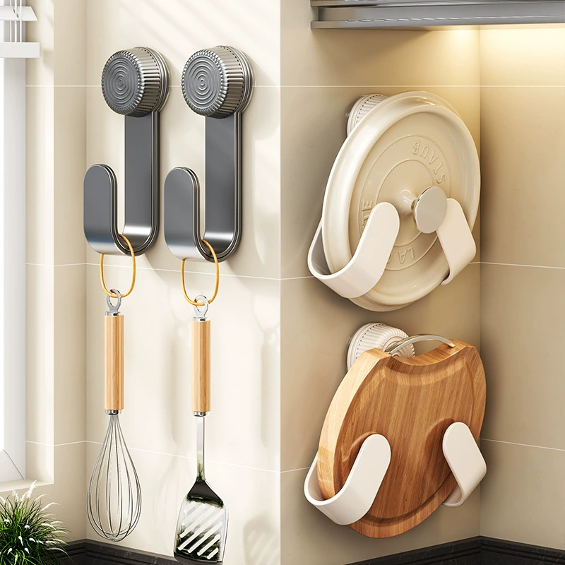 Suction cup pot lid rack rotary punch-free pot rack kitchen storage rack multi-functional cutting board storage rack wall-mounted chopping board rack