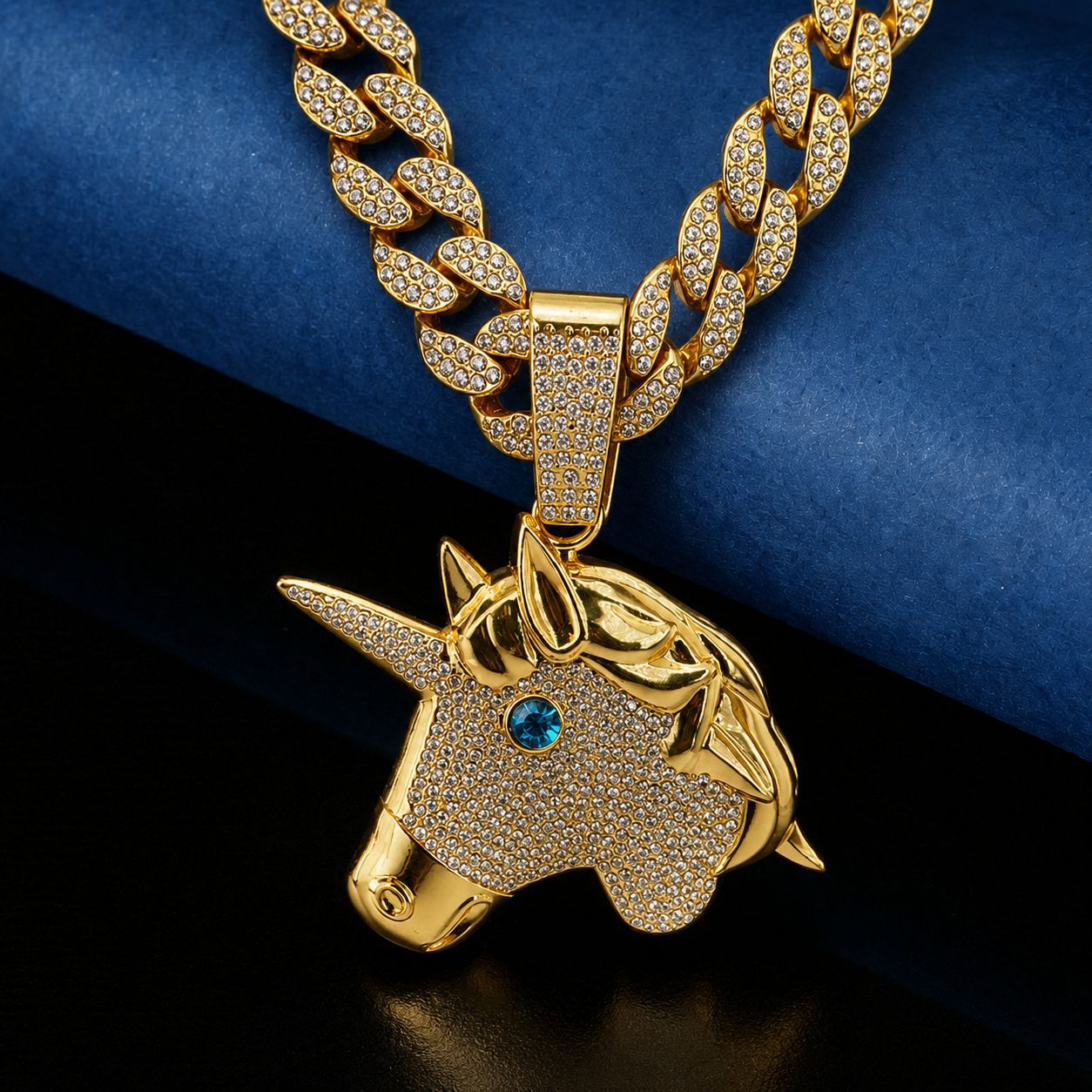 Collar de unicornio de moda europea y americana, nuevo y popular, estilo hip-hop, collar de animales de moda, accesorios de collar personalizados para hombre