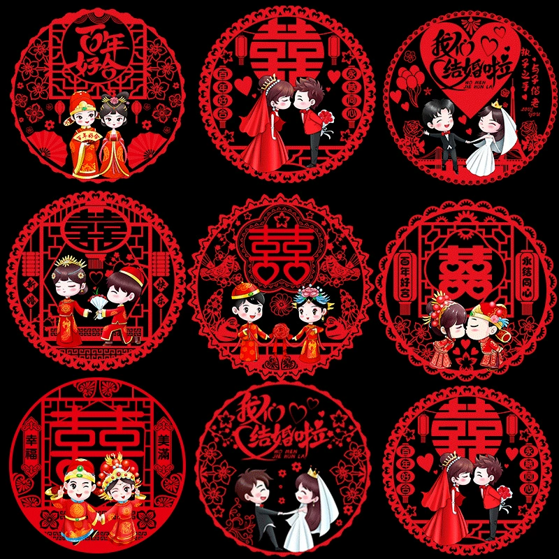 Свадебное окно наклейка цветка свадебная комната украшение бумаги электростатическая наклейка стеклянная наклейка окна наклейка свадебное слово