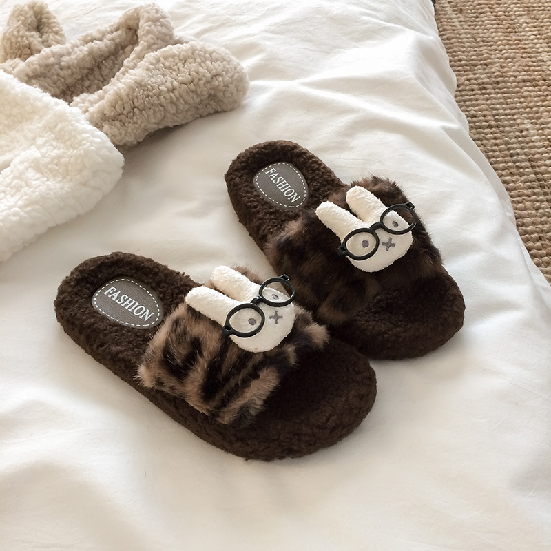 2025 New Cute Cartoon Furry Slippers Women's Autumn and Winter Home Indoor Non-Slip Thick Soled Student Dormitory Cotton Slippers