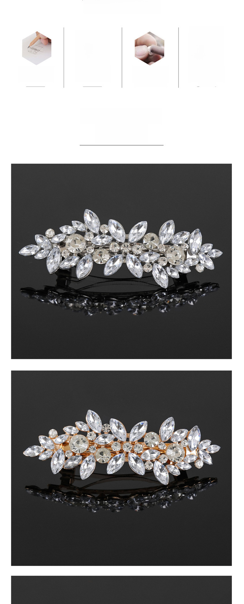 Cross-border new elegant temperament spring clip alloy hairpin rhinestone Korean version of the back of the head ponytail clip headdress wholesale_voghion.com