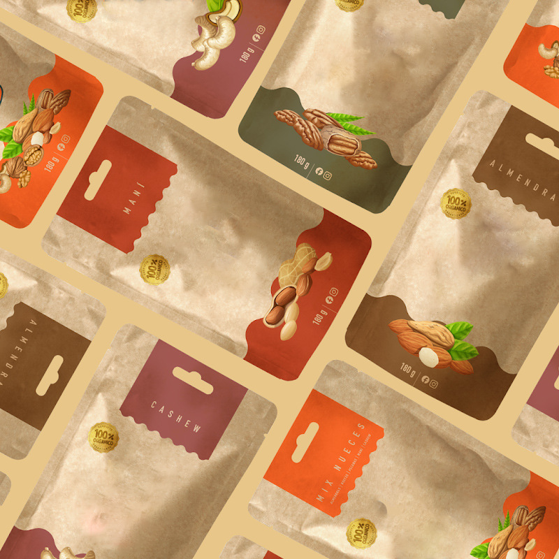 可降解食品包装袋 牛皮纸自立骨条拉链包装袋 干货坚果年货包装袋