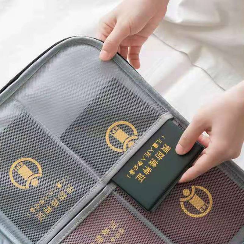 身分証明書収納バッグ家庭用大容量書類パスポート書類オックスフォード布旅行収納袋ハンドバッグ|undefined