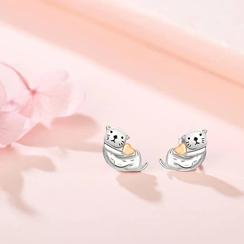 Simple Style Animal Sterling Silver Copper Metal Ear Studs 1 Pair