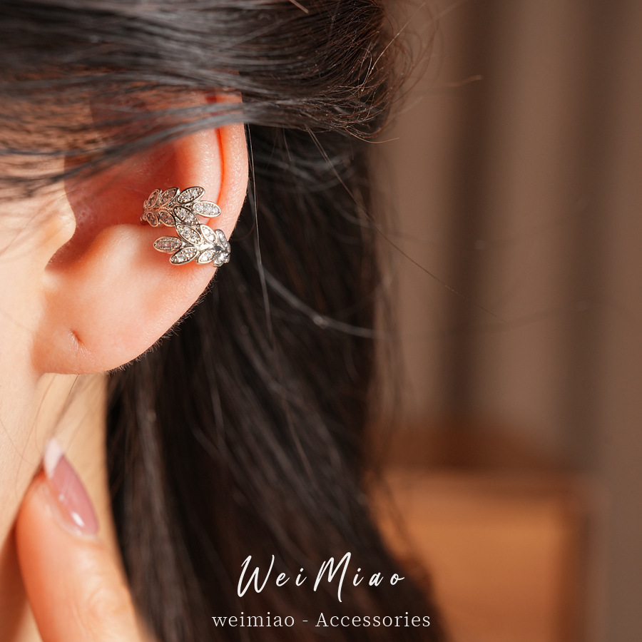Clip de orejas de trigo mujer sin agujeros de orejas Zircon aire frío temperamento personalidad pendientes ligero lujo alto sentido exquisito auriculares al por mayor