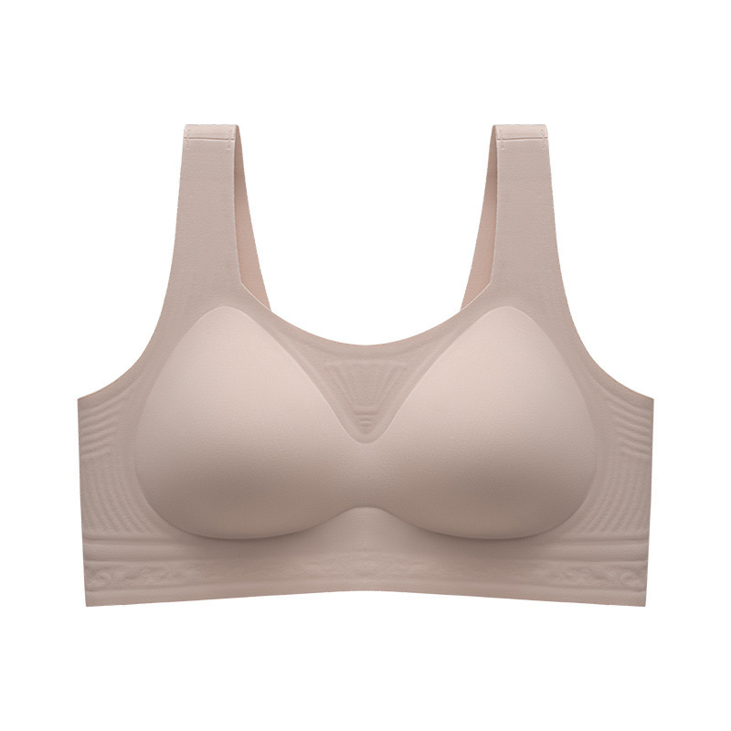 Chaleco sin marca tipo ropa interior de soporte suave para mujeres sin anillo de acero sujetador de colapsar anti-caída soporte superior fijo copa sujetador delgado