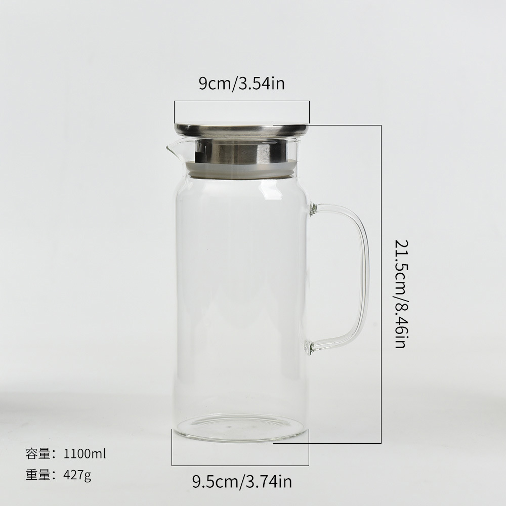 Botella de agua fría Botella de agua fría Almacenamiento de agua en el hogar Vidrio de borosilicato Tetera de burbujas resistente a altas temperaturas Tetera blanca fría de gran capacidad