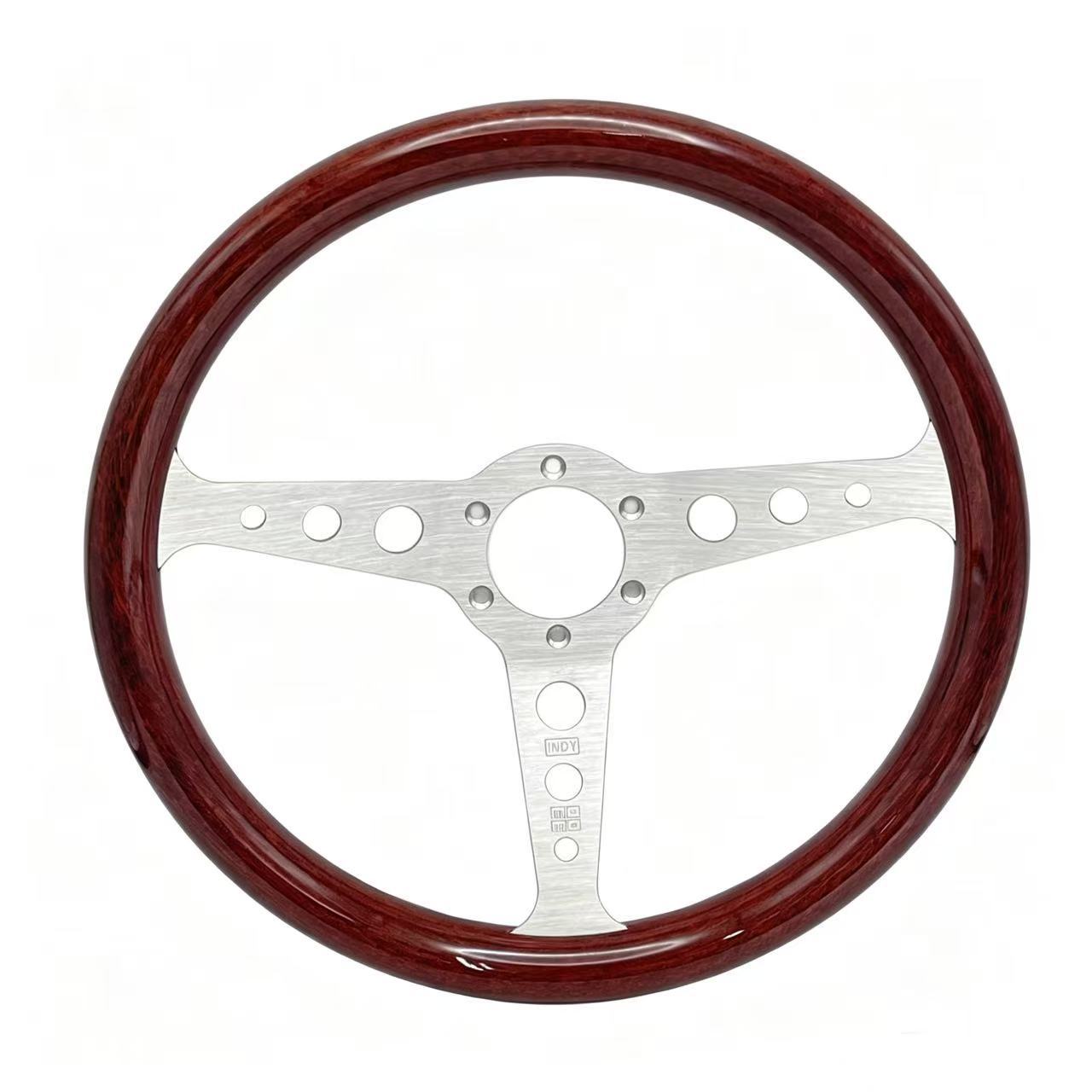 Momo Classic Retro Peach Wood Steering Wheel Modified for Competitive Racing, Universal 14inch Steering Wheel