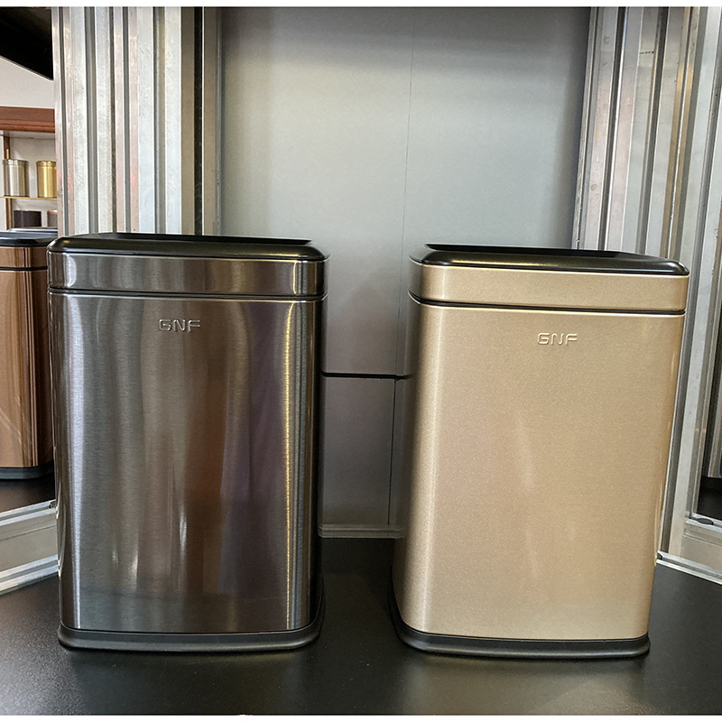 12L Stainless Steel Square Room Bucket Hotel Trash Can Home Bedroom Bathroom Anti-Fingerprint Hotel Room Bucket