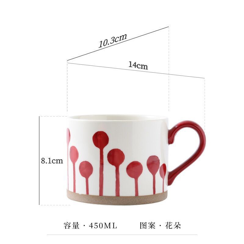 Taza de agua pintada a mano Taza de alto valor retro japonesa Taza de café de gres Taza de cerámica de gran capacidad Regalo de mano