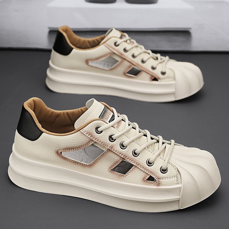 Scarpe estive da uomo con punta a conchiglia, traspiranti, alla moda, per studenti, 2024, nuove scarpe sportive e per il tempo libero per uomo_voghion.com