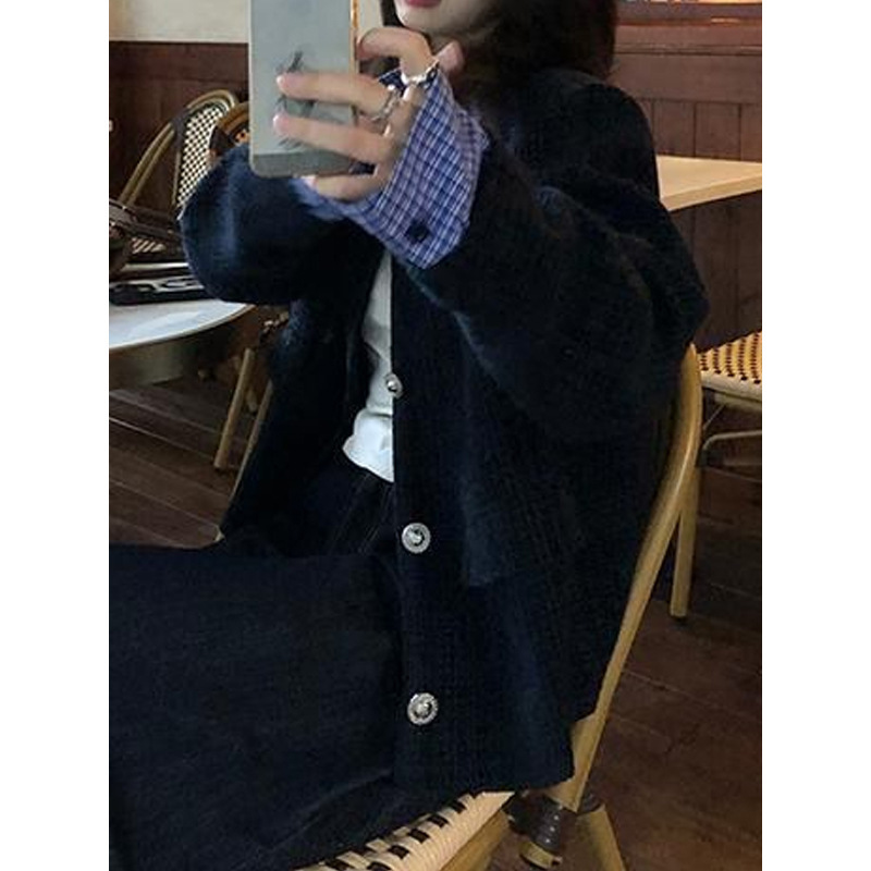 假两件格子领秋季短外套春秋外套新款短款气质优雅小香风上衣|undefined
