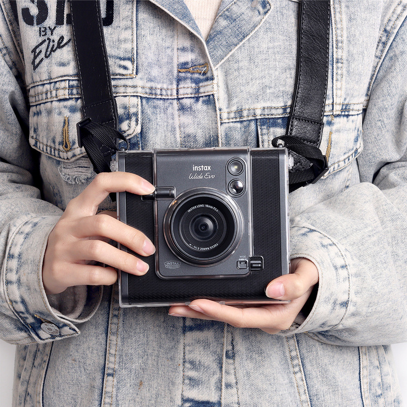 Special Transparent Crystal Shell for Polaroid Instax Wide Evo, Anti-Collision Pc Crystal Shell Protective Cover with Rope