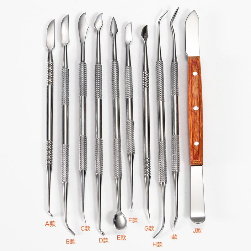 Cuchillo de trinchar dental de acero inoxidable, kit de cera, juego de 10 piezas, juego de cuchillo mecánico, tallado en arcilla, herramienta de práctica manual al por mayor
