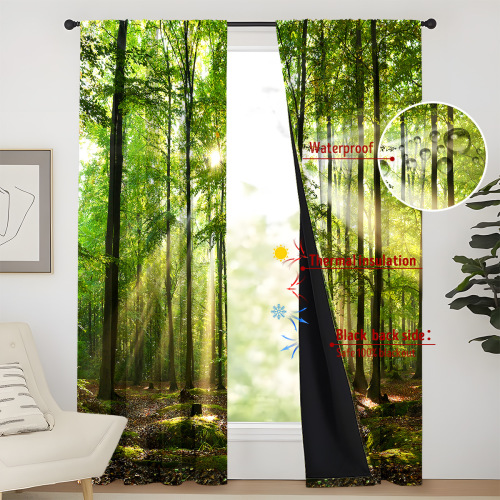 2024 New Product Full Blackout Film 3D Digital Printing Personalized Curtains Overseas Warehouse Dropshipping Cross-border Curtains