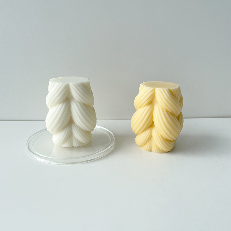 Cuerda de cáñamo tejido columna aromaterapia vela silicona molde de silicona DIY geométrica onda cuerda de cáñamo vela molde de yeso en stock