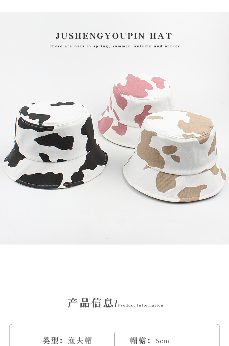 Cow Pattern Retro Leisure Fisherman Hat display picture 1