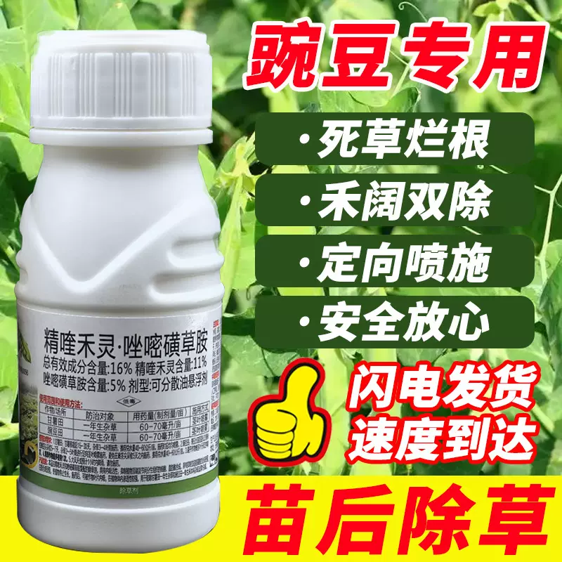 豌豆苗后专用除草烂根剂精隆禾灵唑嘧磺草胺不伤豌豆苗禾阔双除药