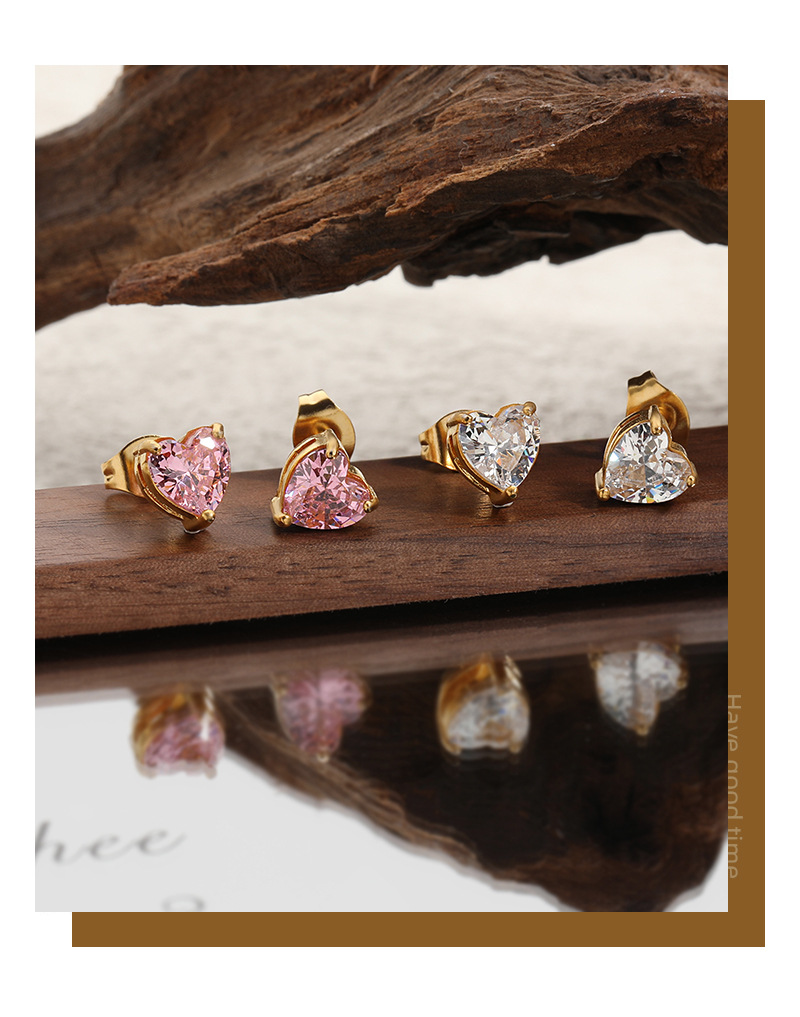 Holiday, Banquet, Selfie Occasion 1 Pair Casual Elegant Lady Heart Shape Plating Titanium Steel Ear Studs