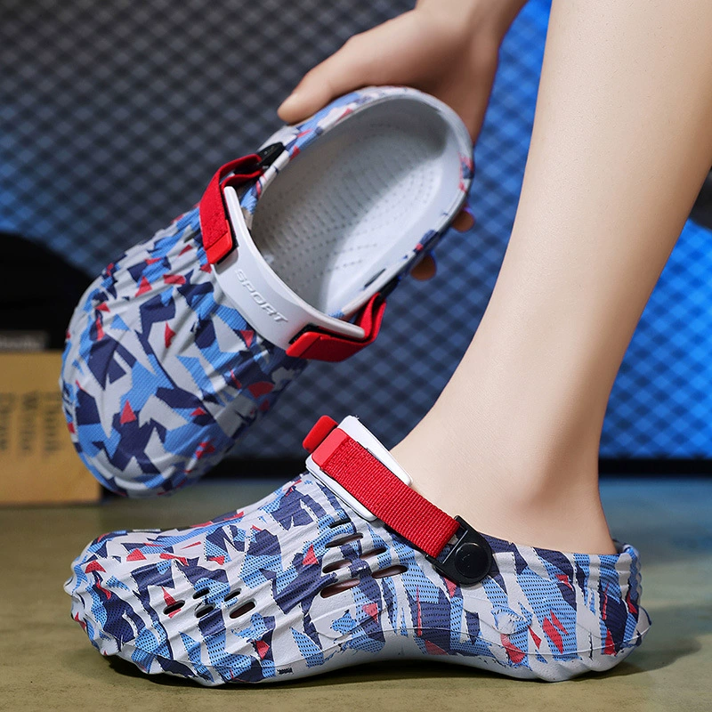 Камуфляжная обувь «крокодил» Мужская летняя уличная пляжная обувь Сандалии для верхней одежды Двухцелевые легкие износостойкие тапочки Baotou на мягкой подошве