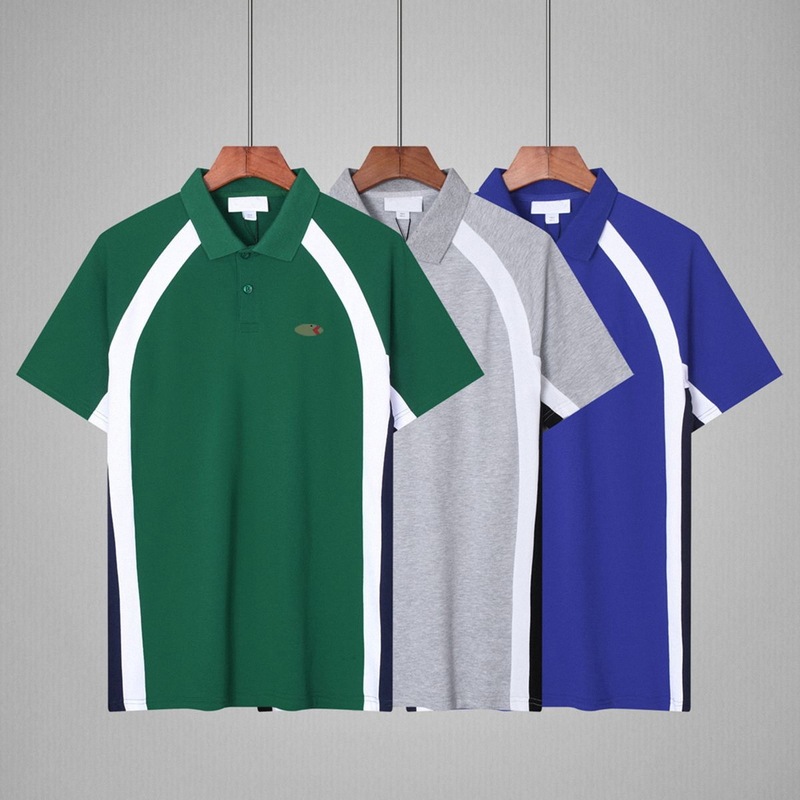 High-Quality New French Crocodile Men's Short-Sleeved Polo Shirt Pure Cotton Color-Blocked Fish Collar Lapel Short-Sleeved T-Shirt for Men