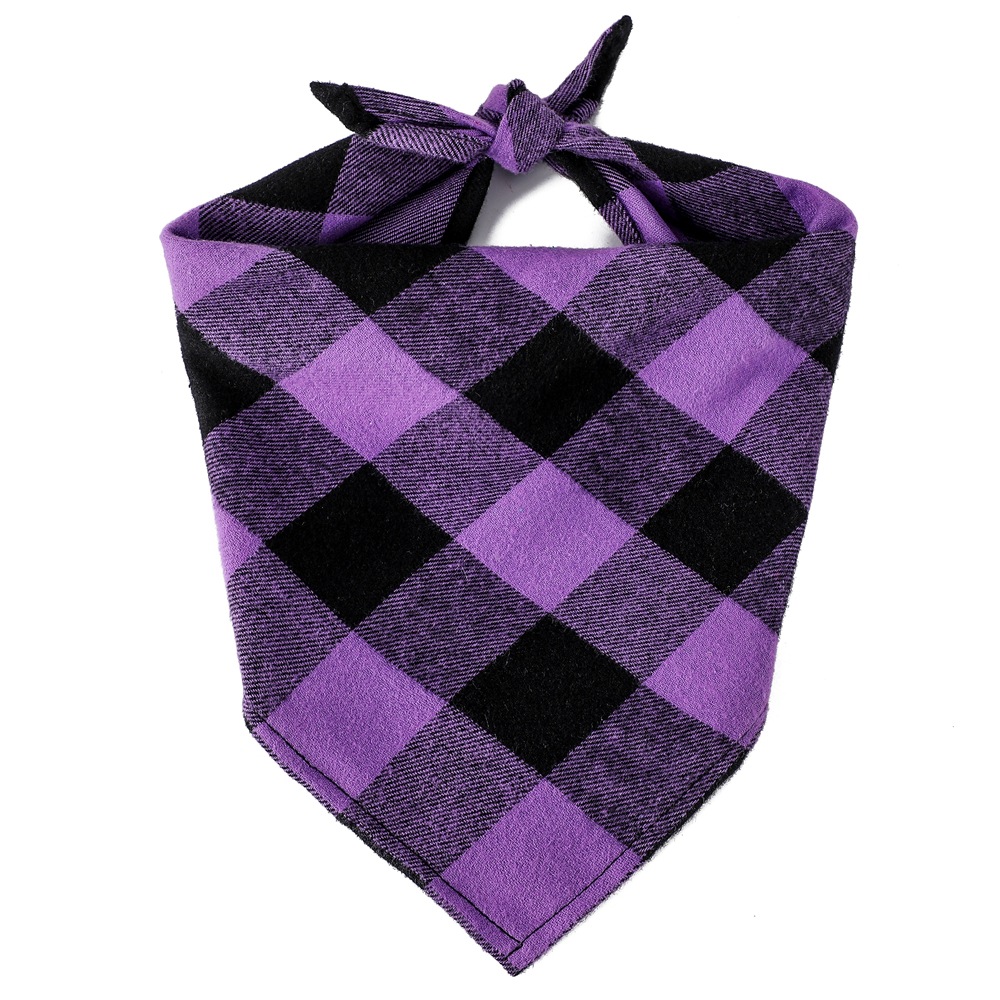 Nuevo algodón Navidad Plaid perro saliva toalla sola capa triángulo toalla Navidad mascota bufanda triángulo toalla