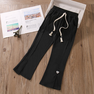 New Style Girls' Flared Pants 2025 New Summer Slit Trendy Pink Black Ice Silk Children's Thin