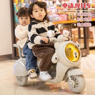 Children's Electric Motorcycle Double Seat for Male and Female Babies and Kidsren Two-Seater Three-Wheel Charging Remote Control Toy Battery Car