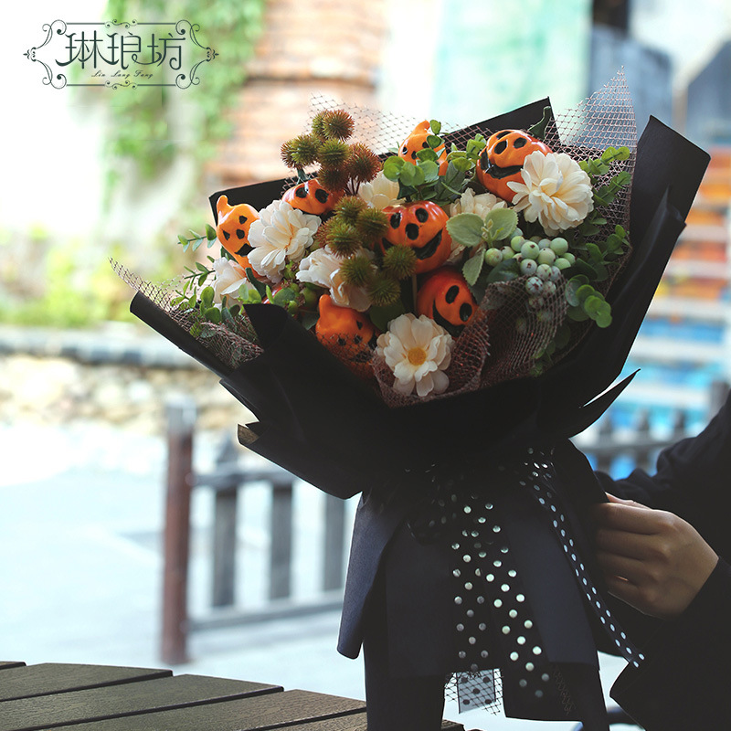 Halloween flores regalo embalaje decoración calabaza fantasma cara llano simulación espuma diseño floral