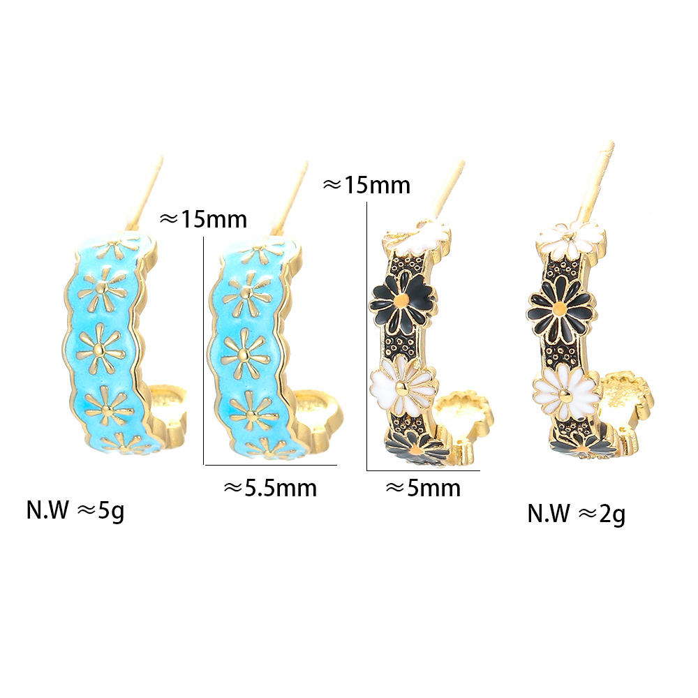 Nihaojewelry Korean Style Small Daisy Flower Earrings Wholesale Jewelry display picture 2