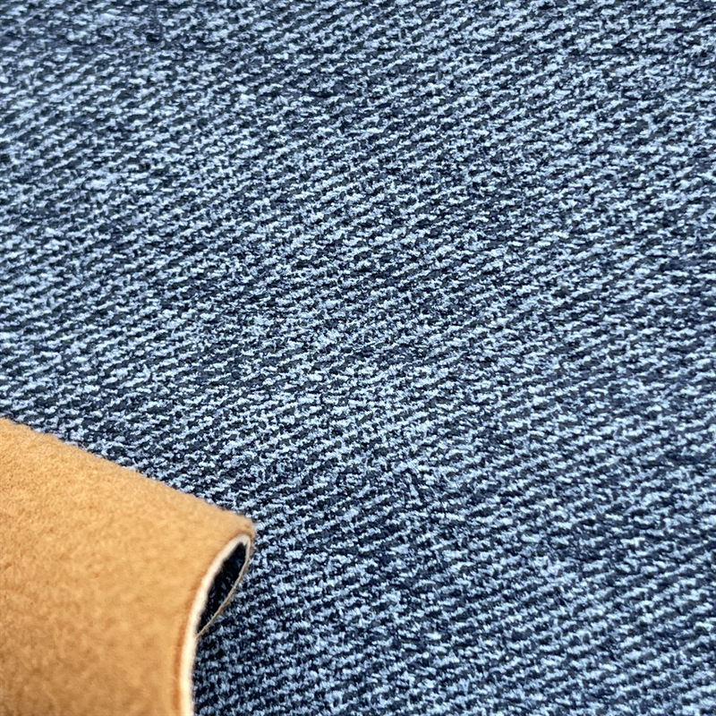 1.5mm套色牛仔纹毛底PU皮革沙发箱包背景墙家具装饰皮革面料