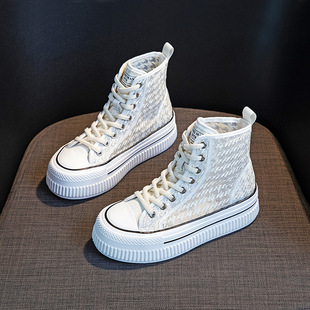 Breathable Mesh Shoes High-Top Inner Heightening White Shoes Women's Shoes Lightweight Soft Sole 2025 Summer New Versatile Thick-Soled Sneakers