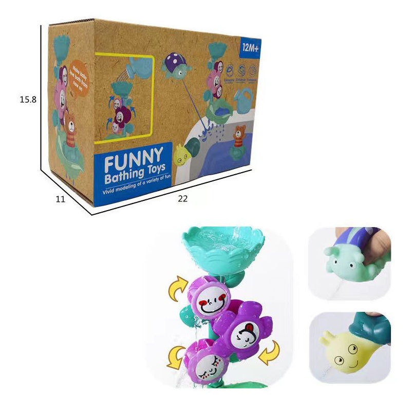 Cuarto de baño para niños ducha rueda de juego de agua juguete océano baño Agua spray vinilo animal traje de almacenamiento