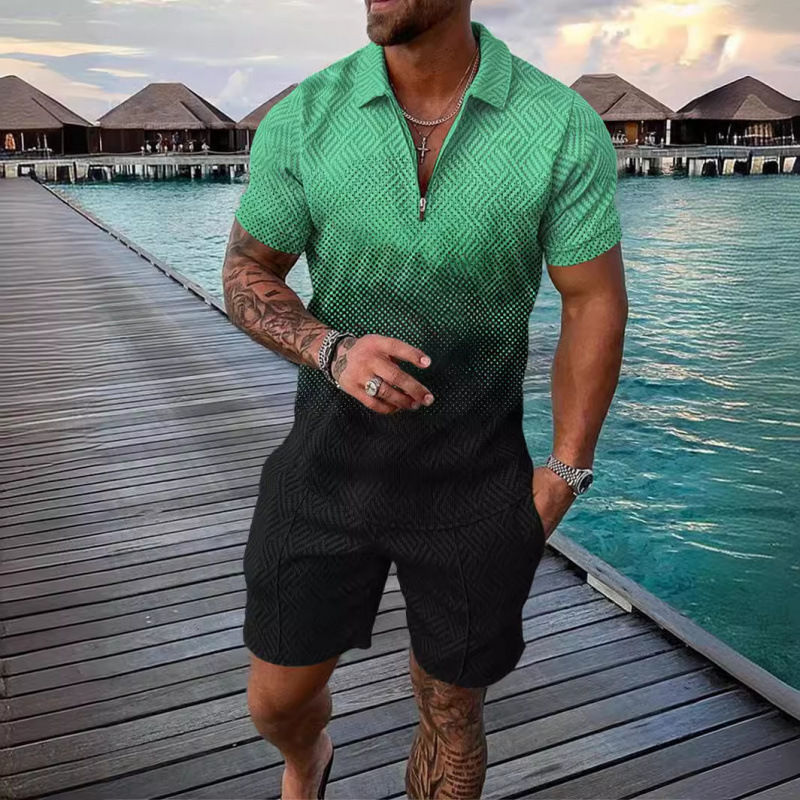 Foreign Trade 2026 Summer Cross-Border Hot-Selling European and American Amazon Short-Sleeved Shorts Two-Piece Sports Casual Men's Suit Foreign Trade 2026 Summer Cross-Border Hot-Selling European and American Amazon Short-Sleeved Shorts Two-Piece Sports Casual Men's Suit