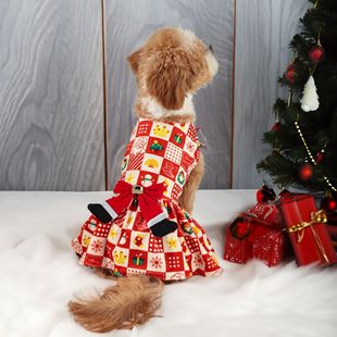 Hot sale pet clothing in stock puppy Christmas new crystal velvet cute puppy skirt teddy bear clothes